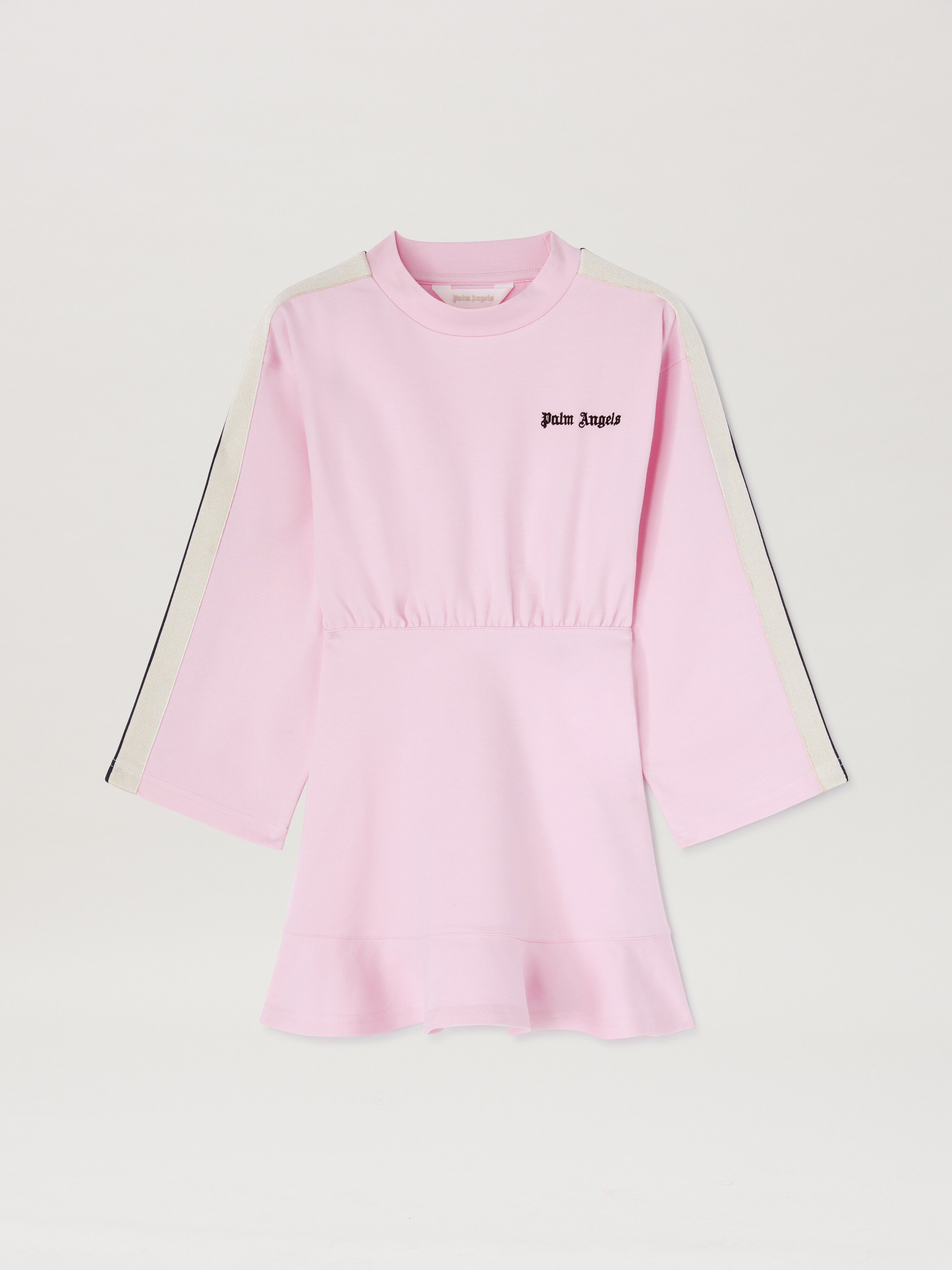 PALM ANGELS  Track crewneck dress ROSE PINK BLACK PGCM007S25FLE001
