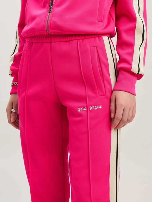 PALM ANGELS  Jogginghose mit klassischem Logo-Stickerei FUCHSIA - OFF WHITE PWCJ001S25FAB001