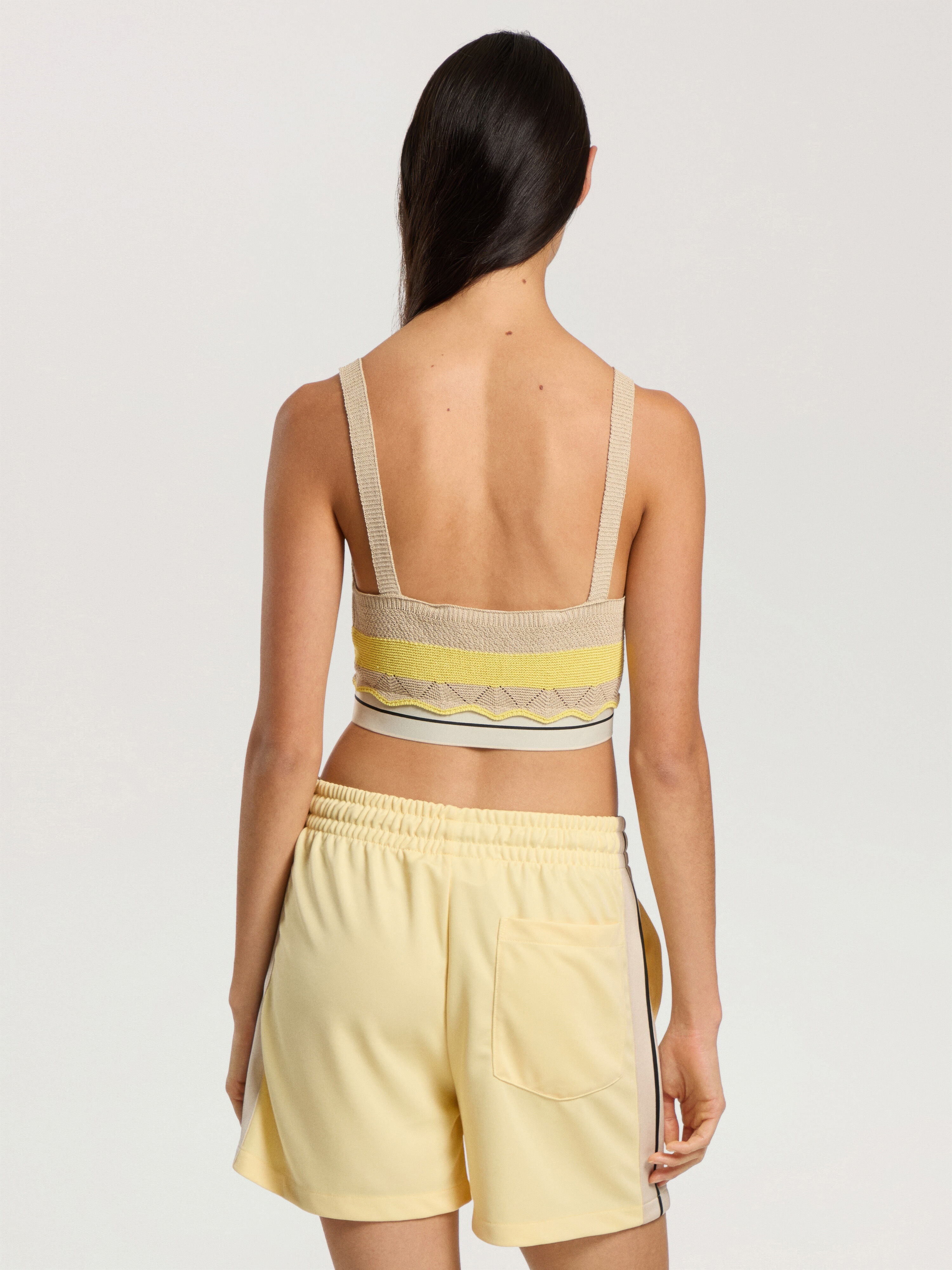 Logo Beach Knit Top PALM ANGELS Logo Beach Knit Top LIGHT YELLOW - KAKI PAWHT01F26KN01