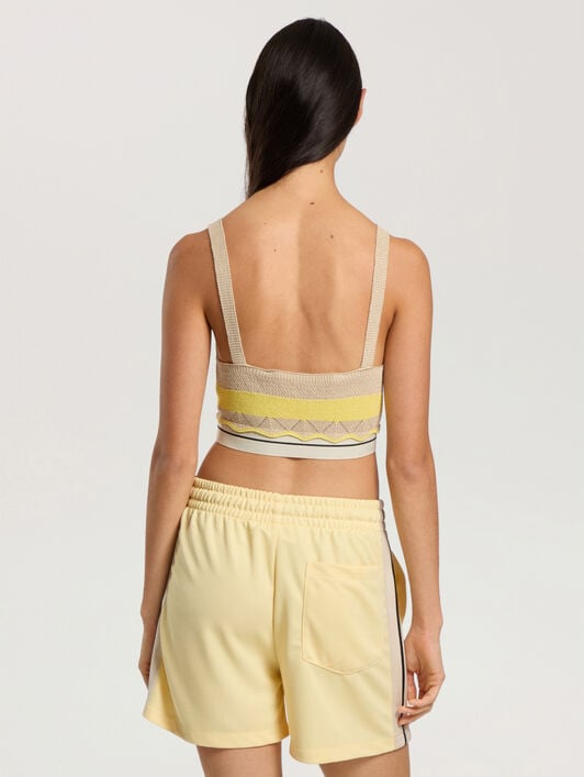 Logo Beach Knit Top PALM ANGELS Logo Beach Knit Top LIGHT YELLOW - KAKI PAWHT01F26KN01