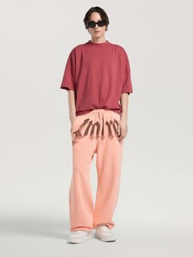 PALM ANGELS Classic Logo Oversized  T-Shirt BRICK RED - RED PAMAA05F26JR02
