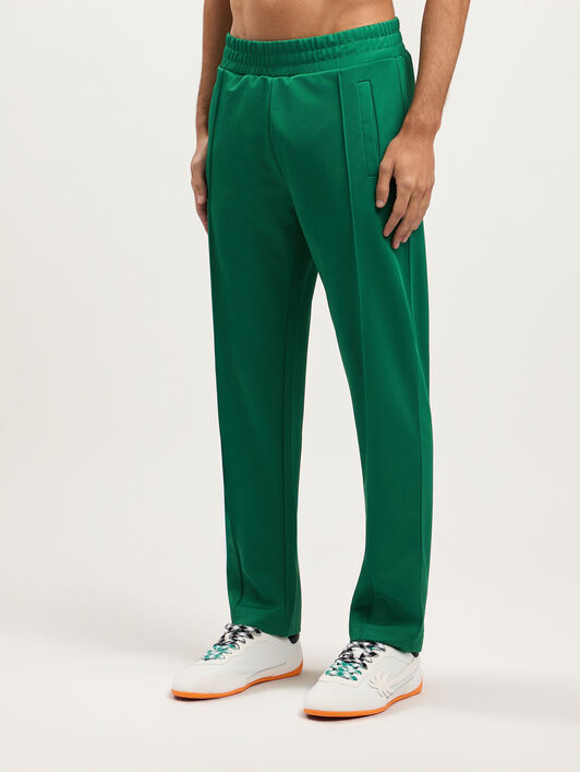 PALM ANGELS Back Curved Logo Track Pants GREEN BLACK PMCJ048S26FAB001
