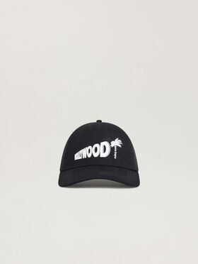 PALM ANGELS Hollywood Cap BLACK - OFF WHITE PALMB02W26FB01