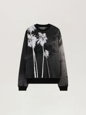 PALM ANGELS Decoding Palm Culture Sweater BLACK - WHITE PMHE086F25KNI001