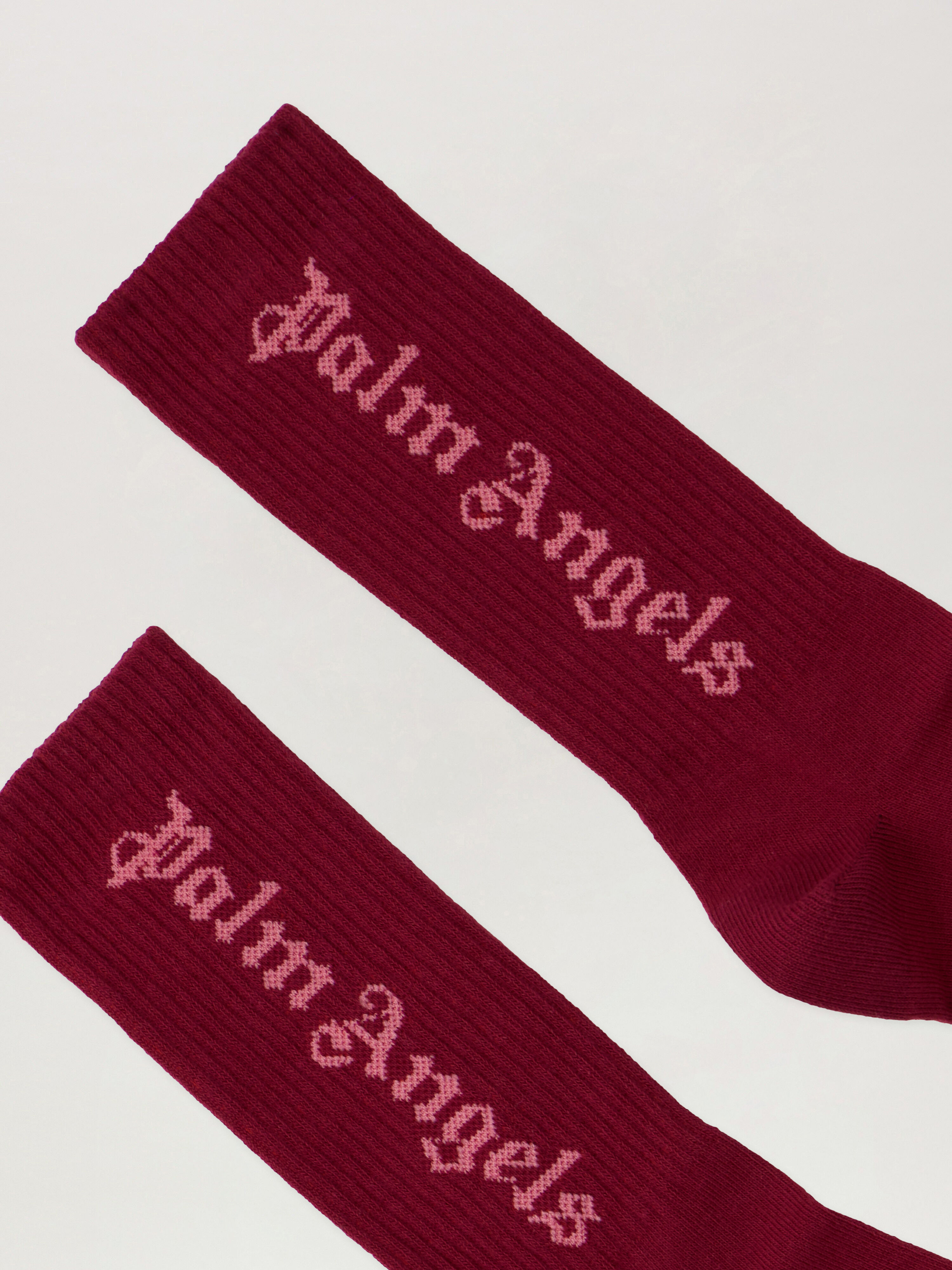 PALM ANGELS Pa High Socks BRICK RED - PGRA005F25KNI002