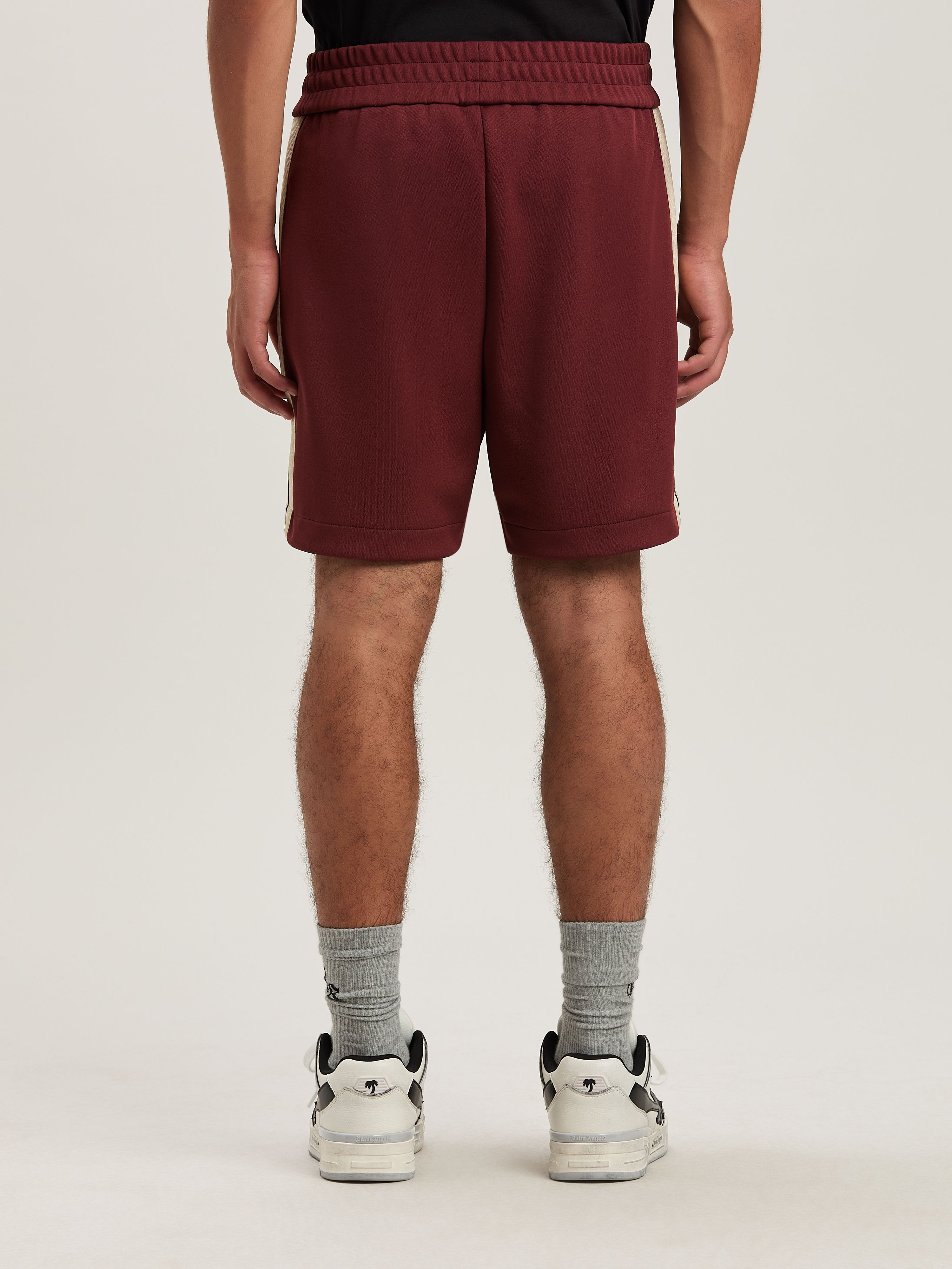 PALM ANGELS  Trainings-Shorts mit gesticktem Logo BURGUNDY - OFF WHITE PMCL004S25FAB001