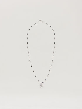 PALM ANGELS Oval Beads Necklace BLACK - WHITE PMOB12IF25MAT001