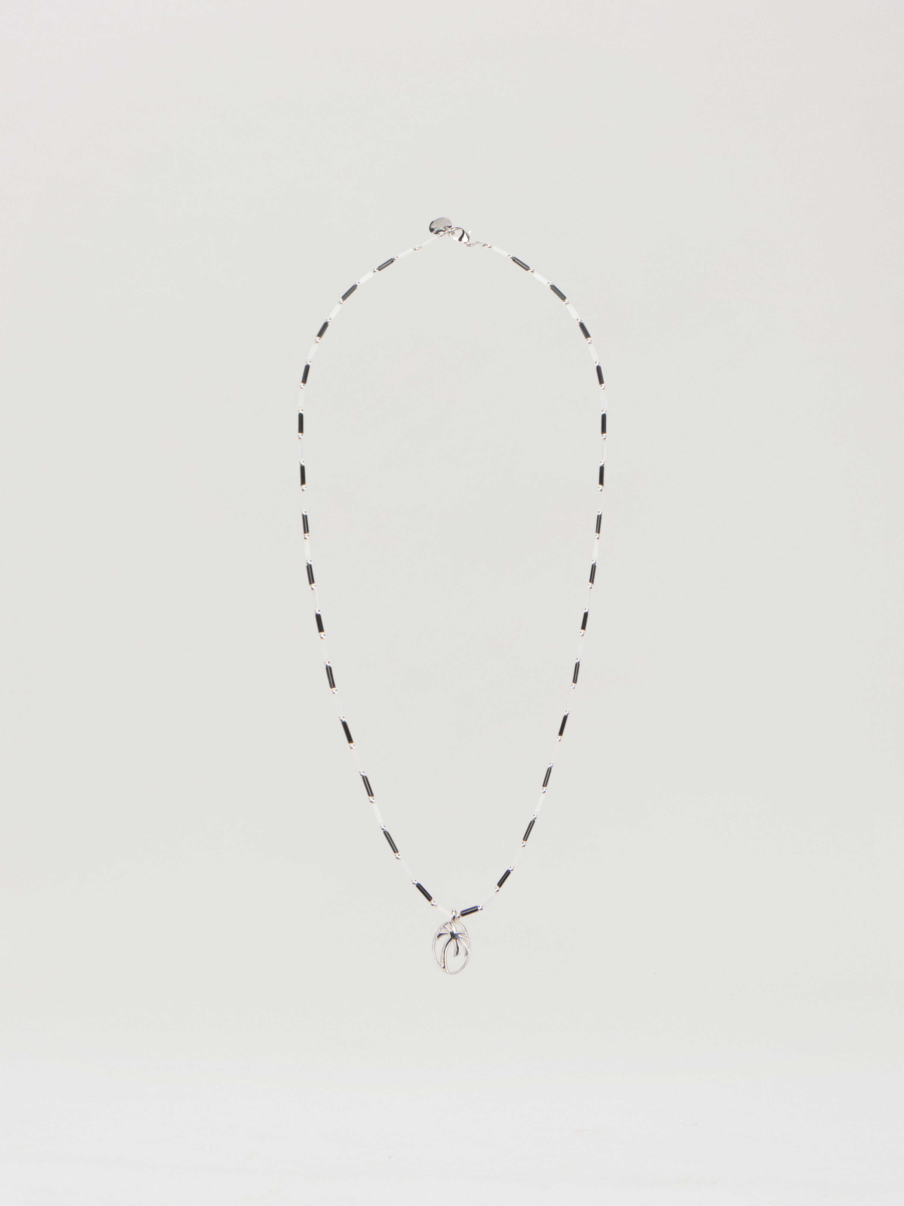 PALM ANGELS Oval Beads Necklace BLACK - WHITE PMOB12IF25MAT001