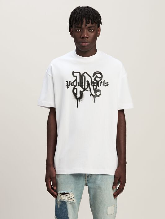 PALM ANGELS Monogram Spray City T-Shirt Paris BIANCO PMAA001C99JER027