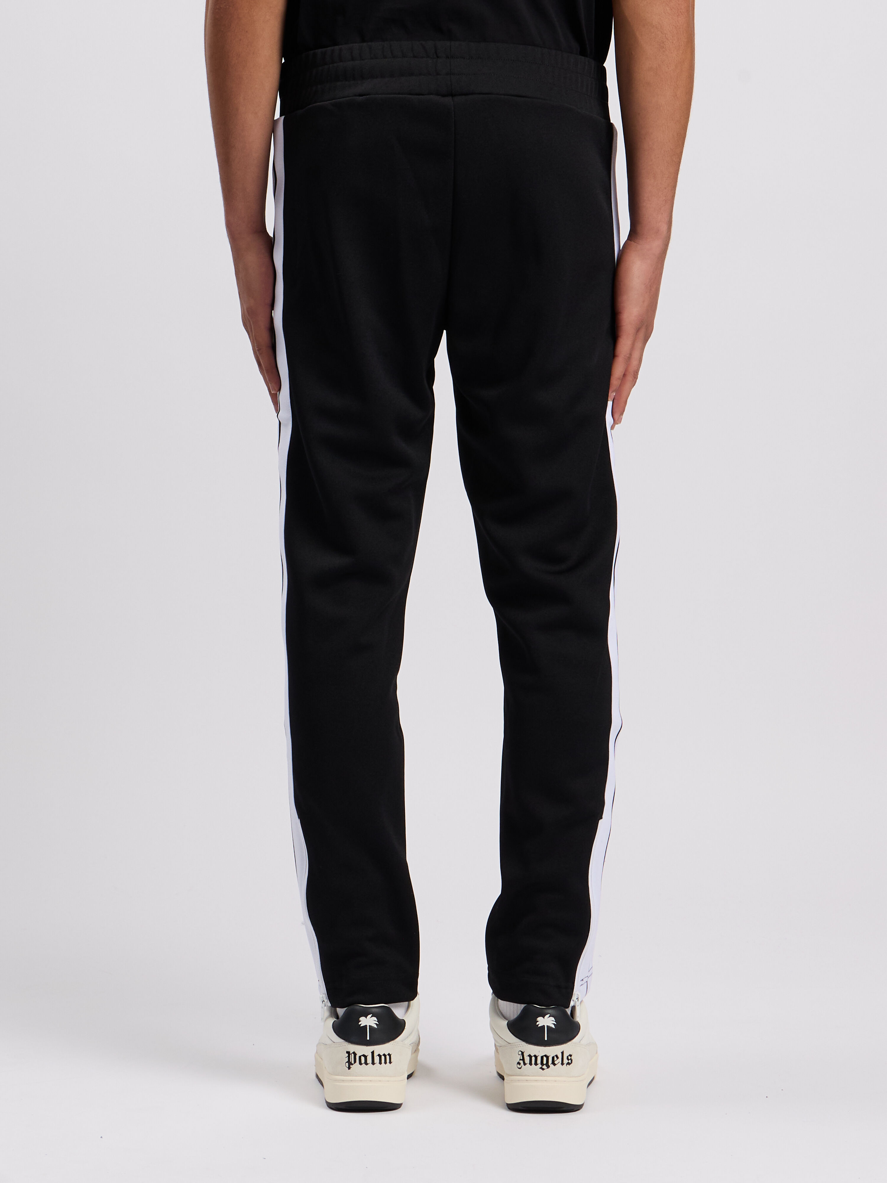 PALM ANGELS Slim Track Pants BLACK WHITE PMCJ005C99FAB002