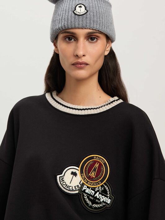 PALM ANGELS  tri-Patch sweatshirt Moncler x Palm Angels BLACK - WHITE PMBA08CT25FLE001