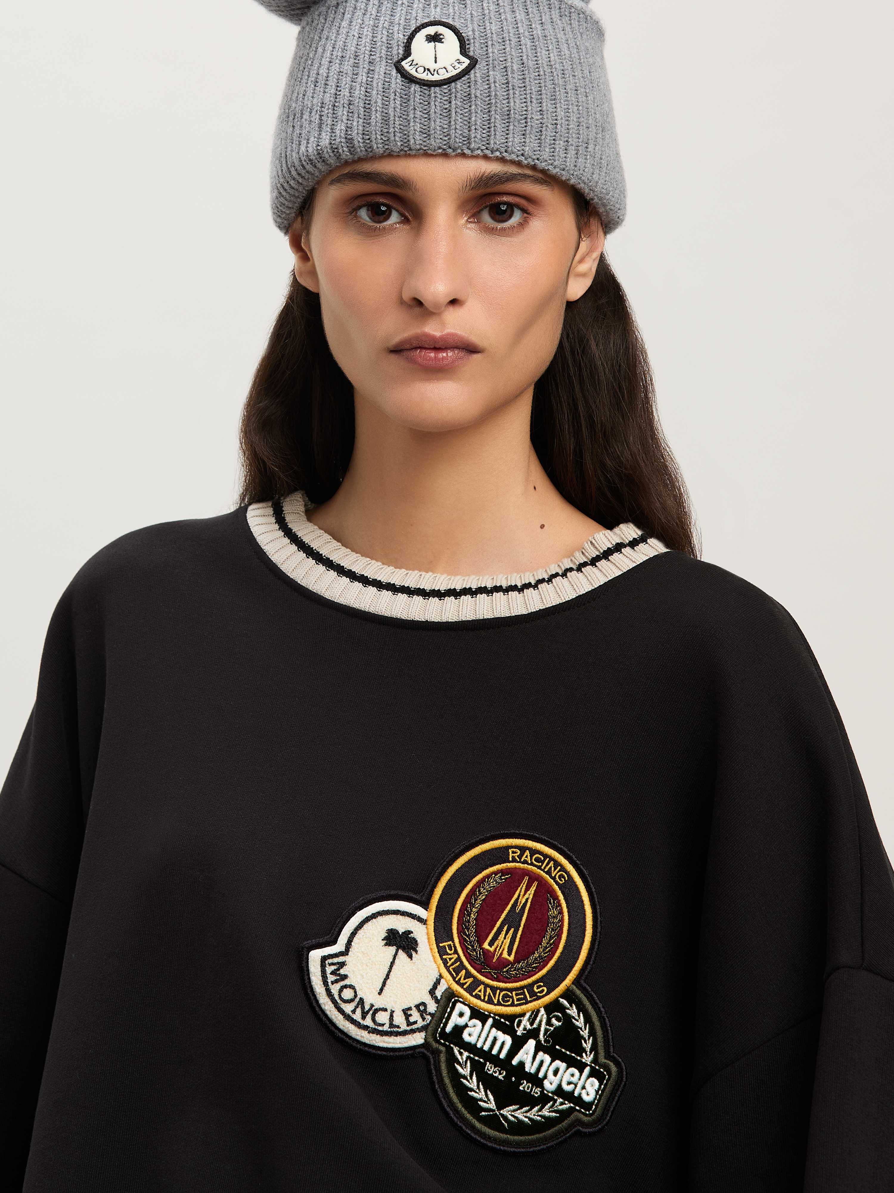 PALM ANGELS  tri-Patch sweatshirt Moncler x Palm Angels BLACK - WHITE PMBA08CT25FLE001