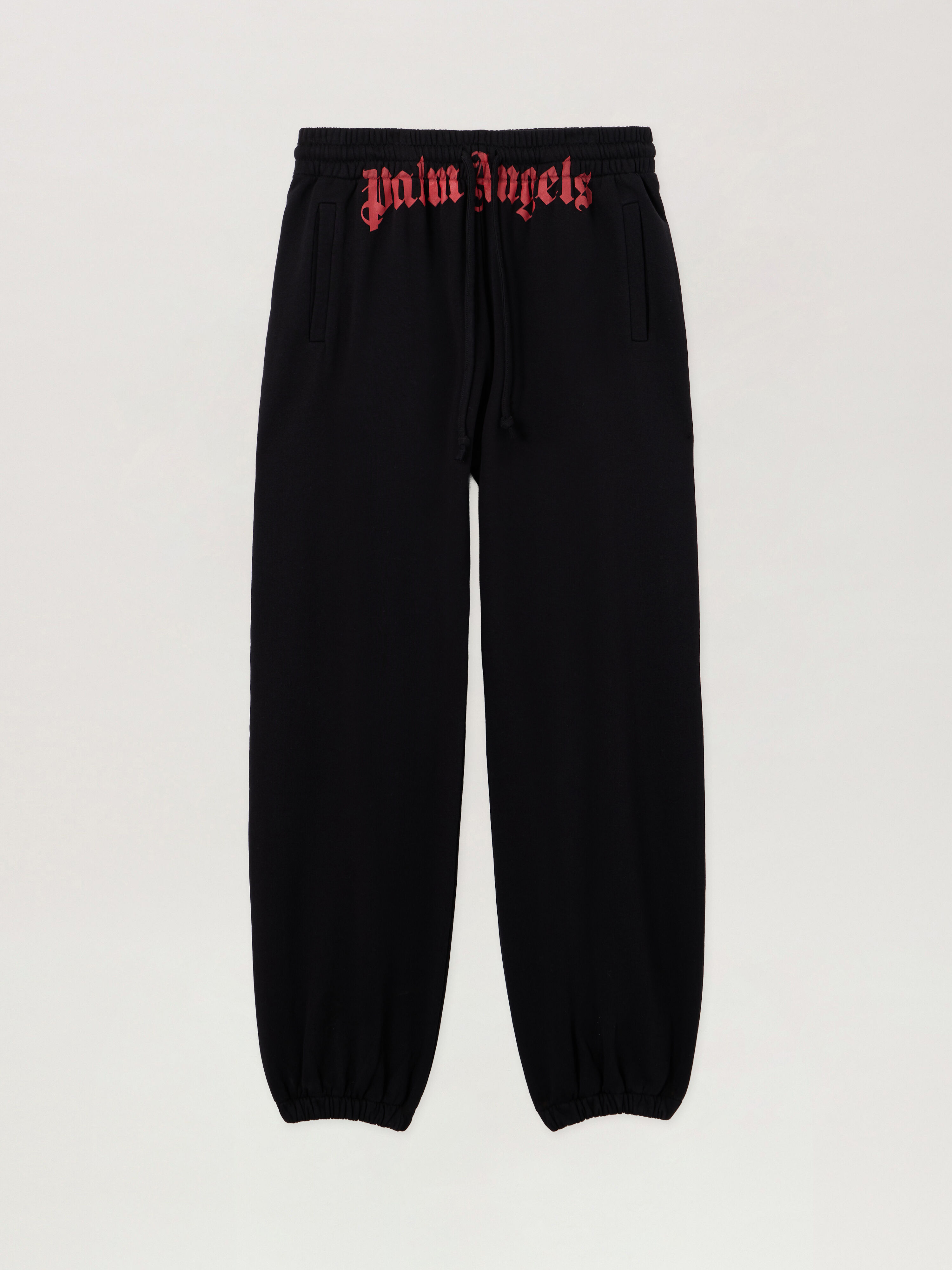 PALM ANGELS Waist Logo Sweatpants BLACK RED PMCH025S26FLE001