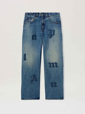 PALM ANGELS  Logo Patch Jeans BLUE - LIGHT BLUE PMYA048S25DEN001