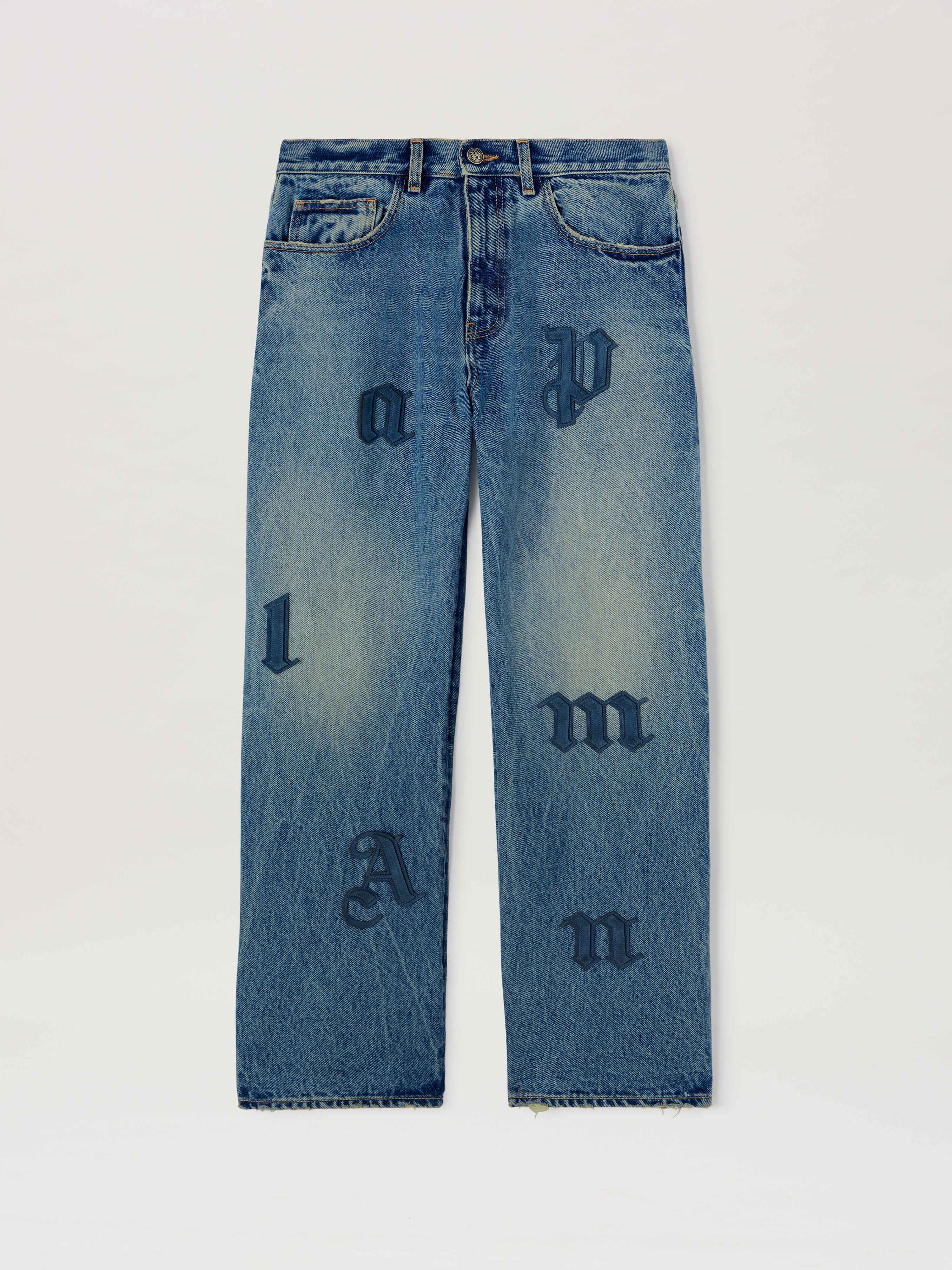 PALM ANGELS  Logo Patch denim pants LIGHT BLUE - LIGHT BLUE PMYA041S25DEN006