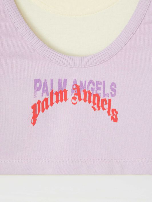 PALM ANGELS  Double Logo Tank T-shirt BUTTER LIGHT VIOLET PGAA014S25JER001