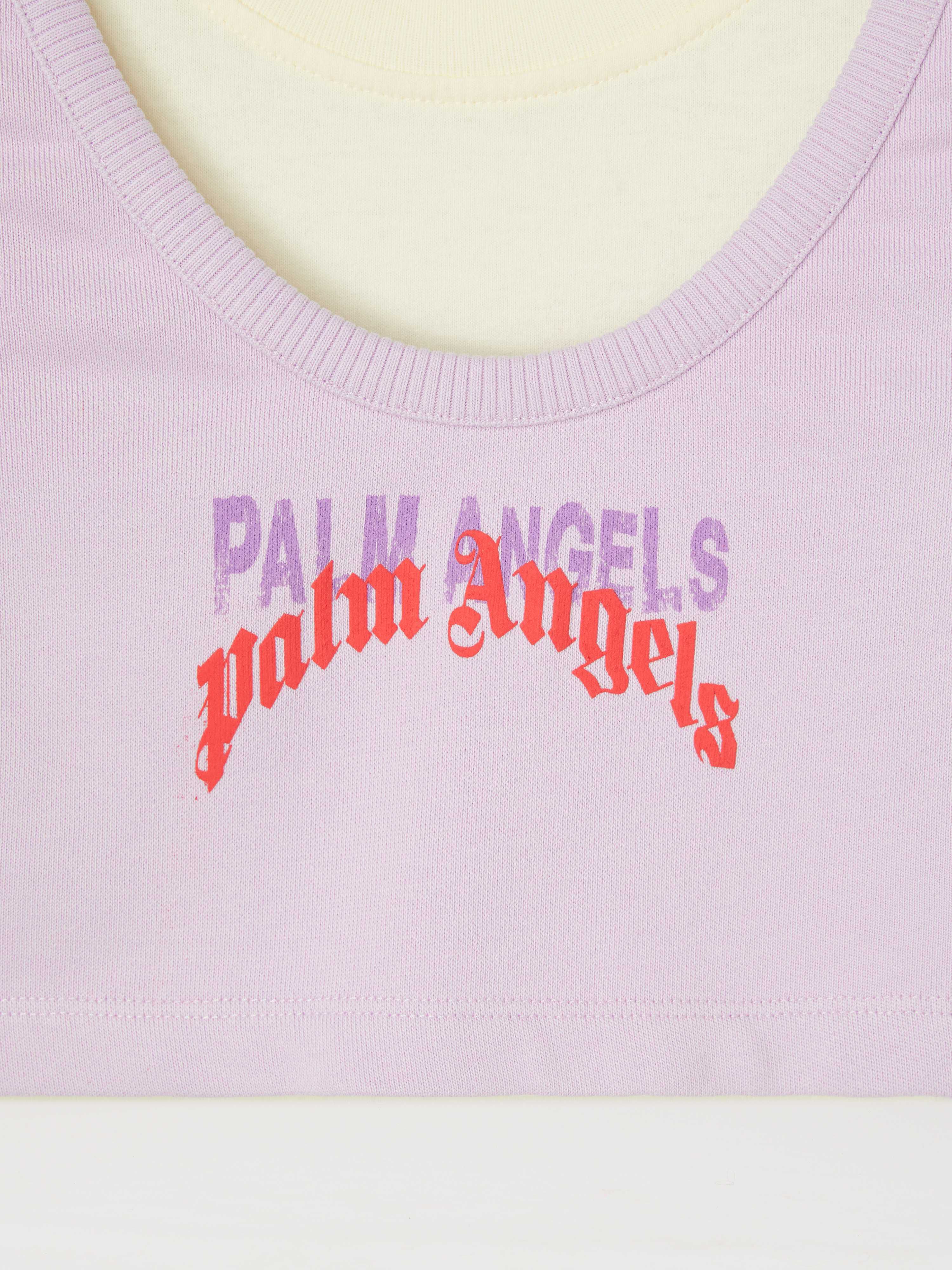 PALM ANGELS  Double Logo Tank T-shirt BUTTER LIGHT VIOLET PGAA014S25JER001