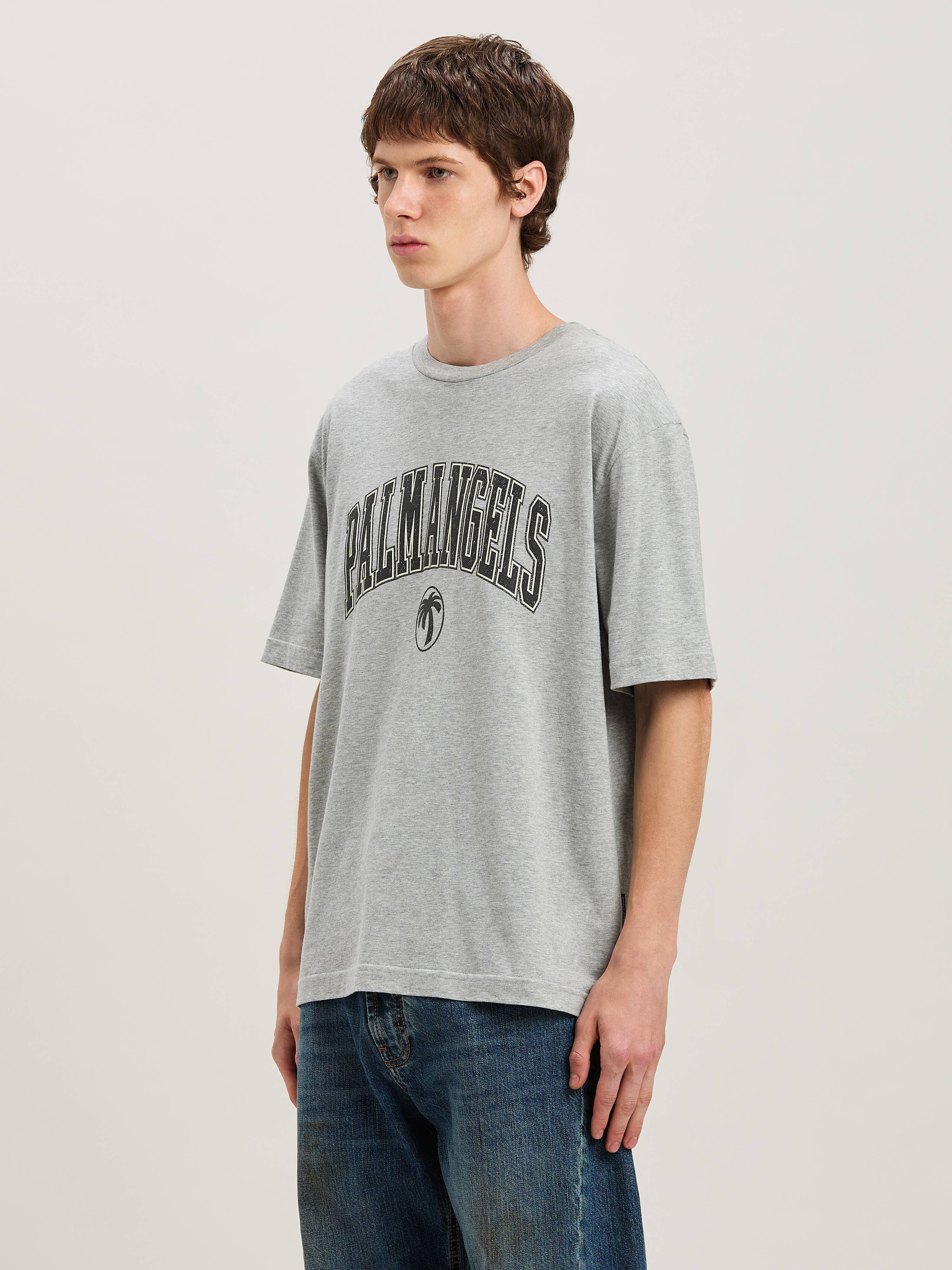 PALM ANGELS  College Logo T-Shirt GREY MELANGE - BLACK PMAA089S25JER001