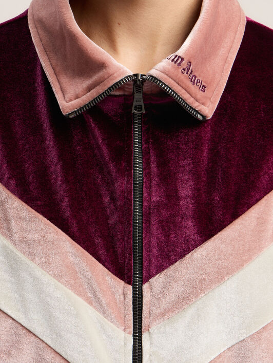 PALM ANGELS Colorblock Chenille Track Jacket SOFT PINK - BURGUNDY PWBD066F25FAB001