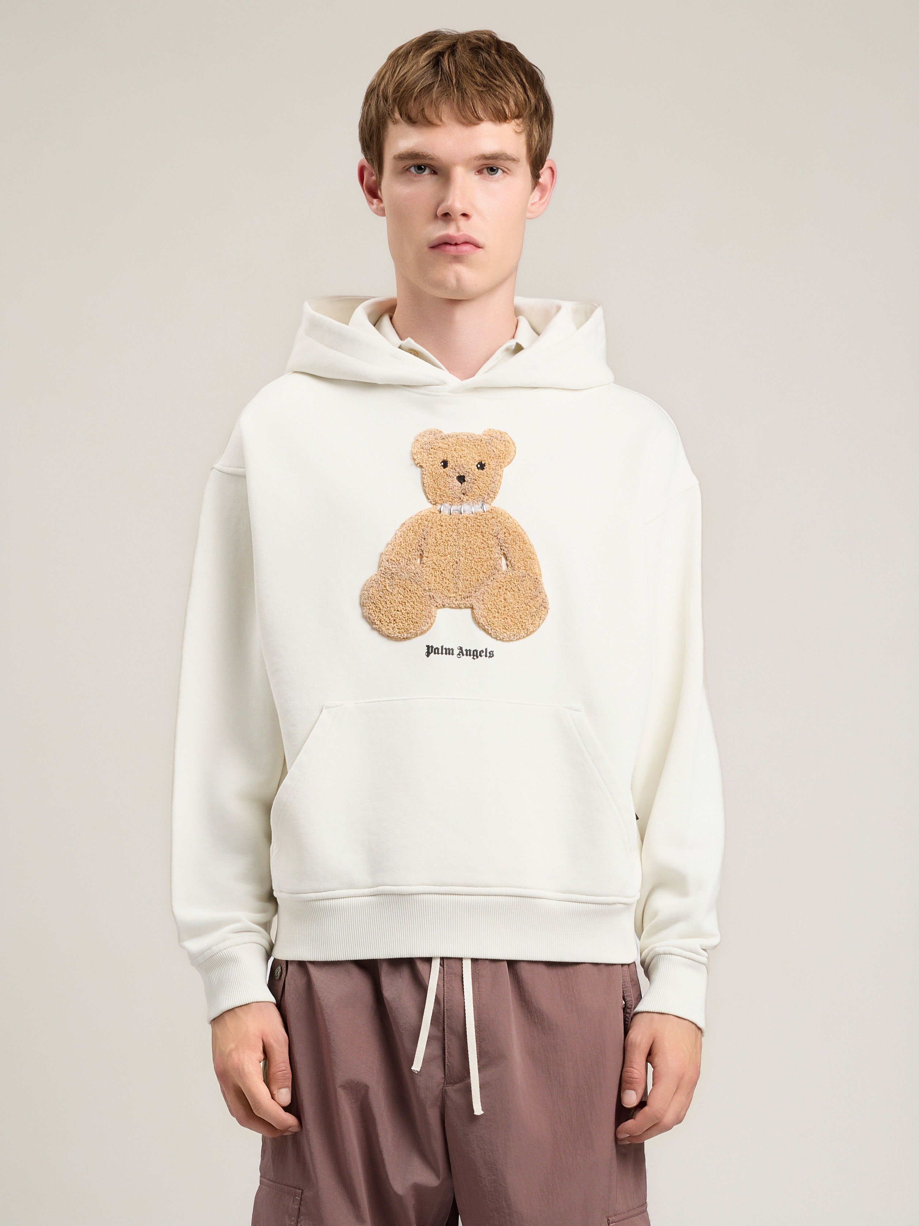 Bear Hoodie in OFF WHITE BROWN for Men | Palm Angels®