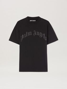 PALM ANGELS Curved Logo T-shirt WHITE PMAA001C99JER027