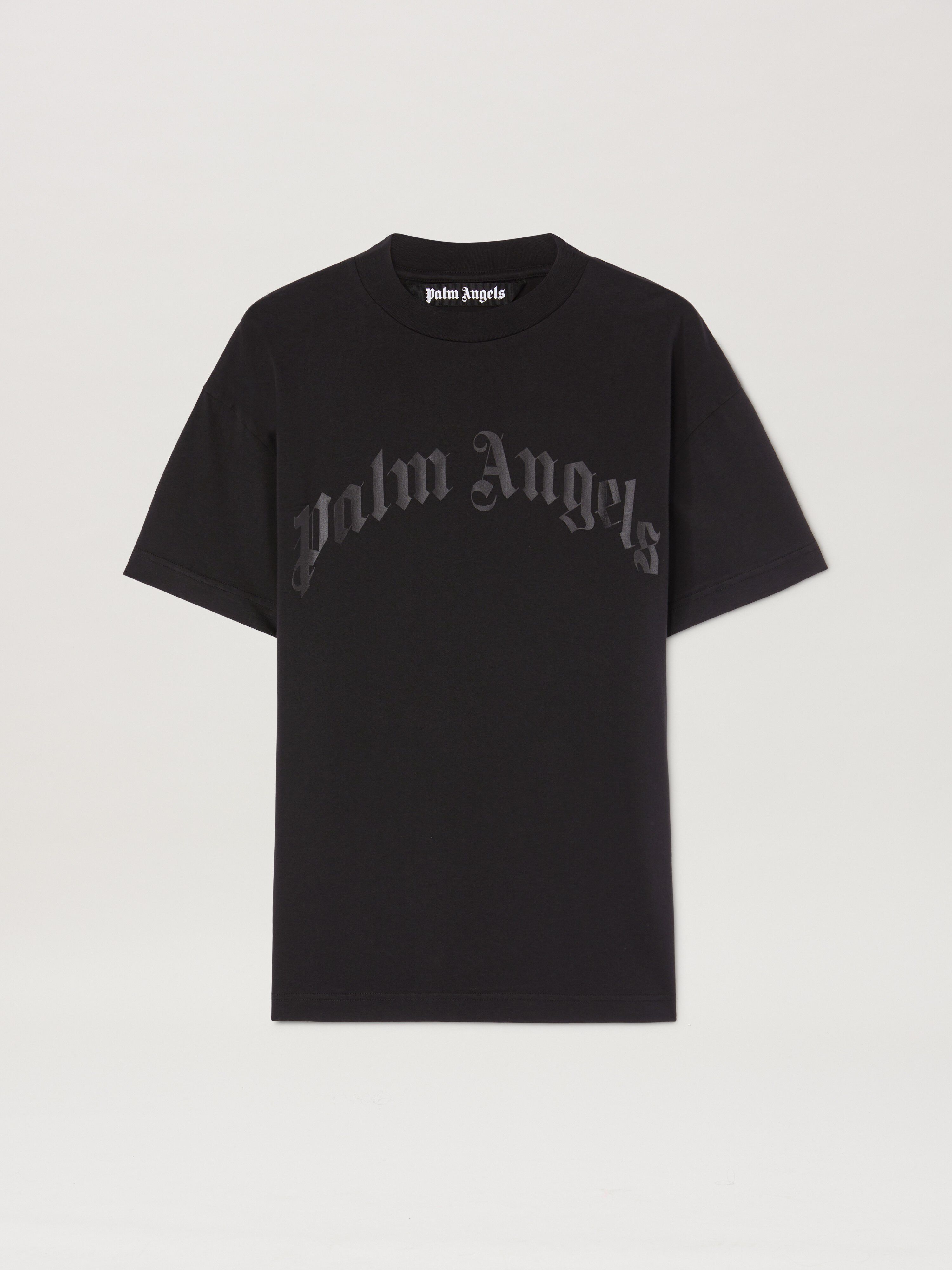 PALM ANGELS  Curved Logo T-shirt BLACK - BLACK PMAA001S25JER004