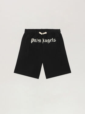 PALM ANGELS Logo Brushed Sweatshort NERO/BLACK PBCI006S26FLE003