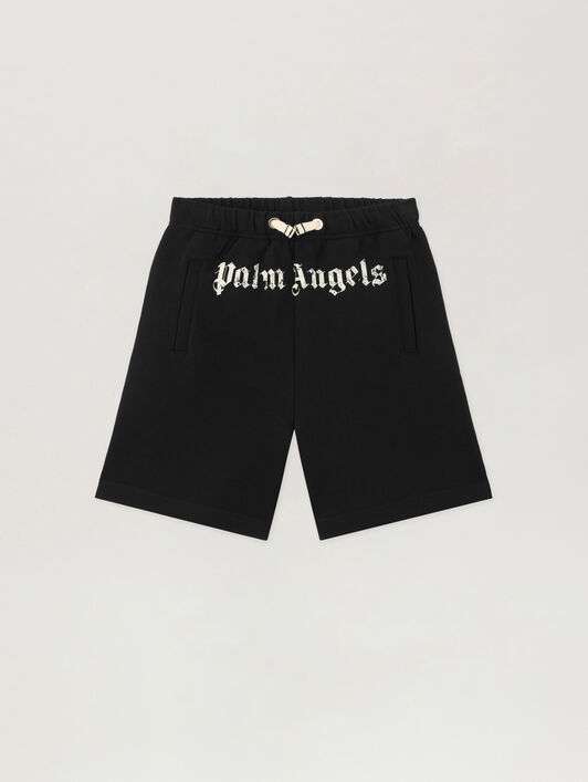PALM ANGELS Logo Brushed Sweatshort NERO/BLACK PBCI006S26FLE003