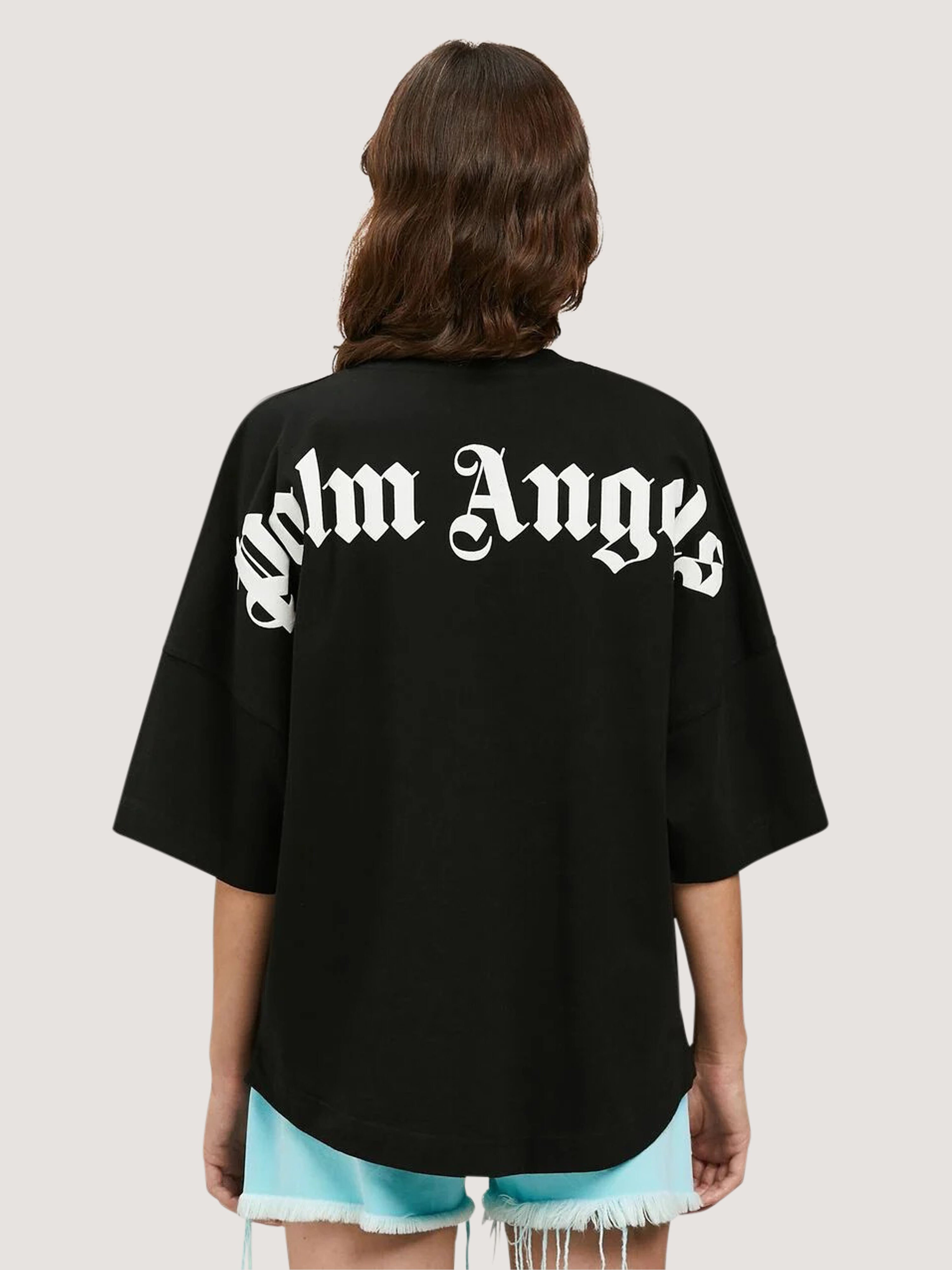 PALM ANGELS  Rear logo print T-shirt BLACK - WHITE PWAA023C99JER002
