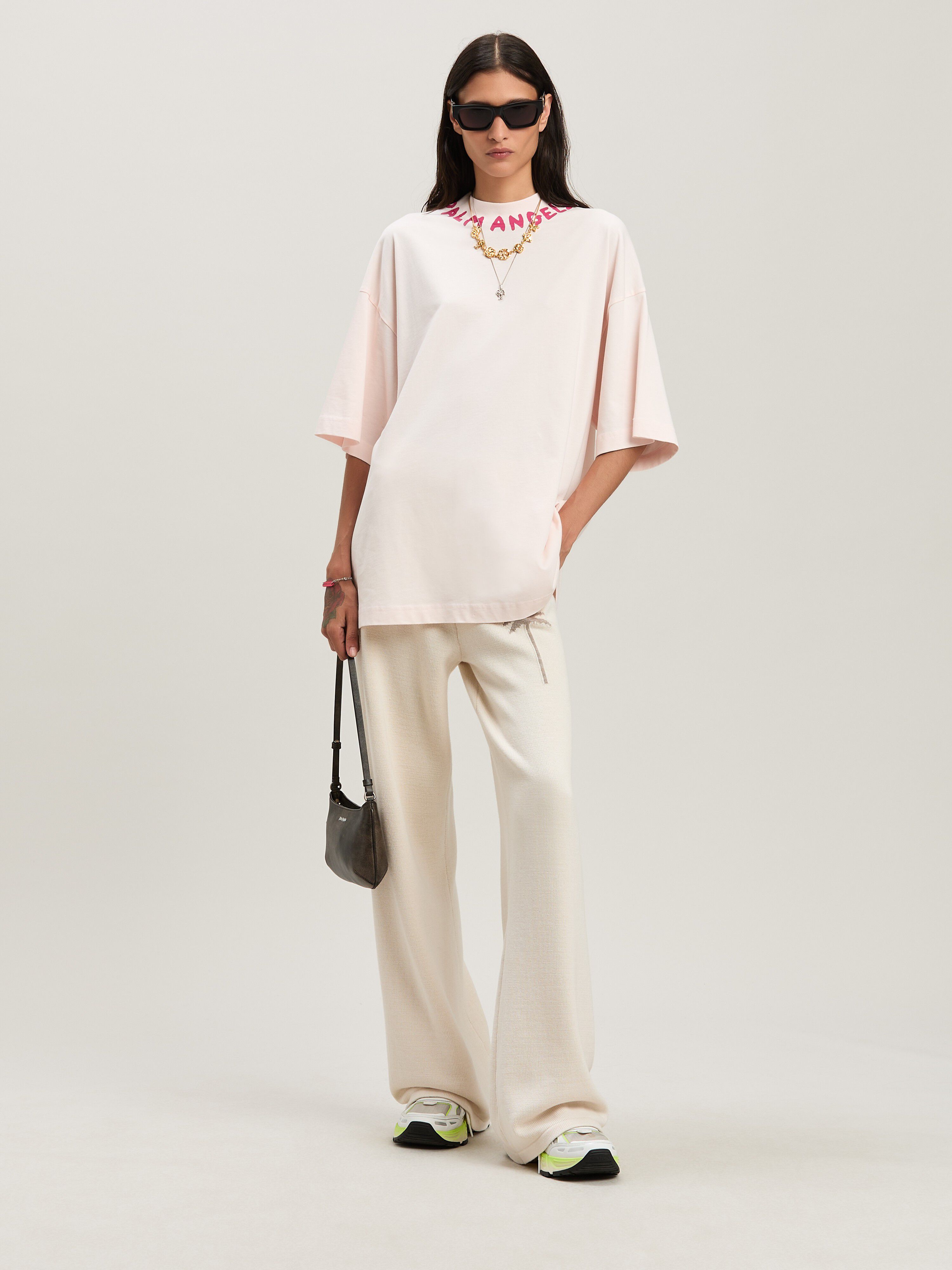 PALM ANGELS  Block logo oversize T-shirt SOFT ROSA - FUCSIA PWAA017S25JER003