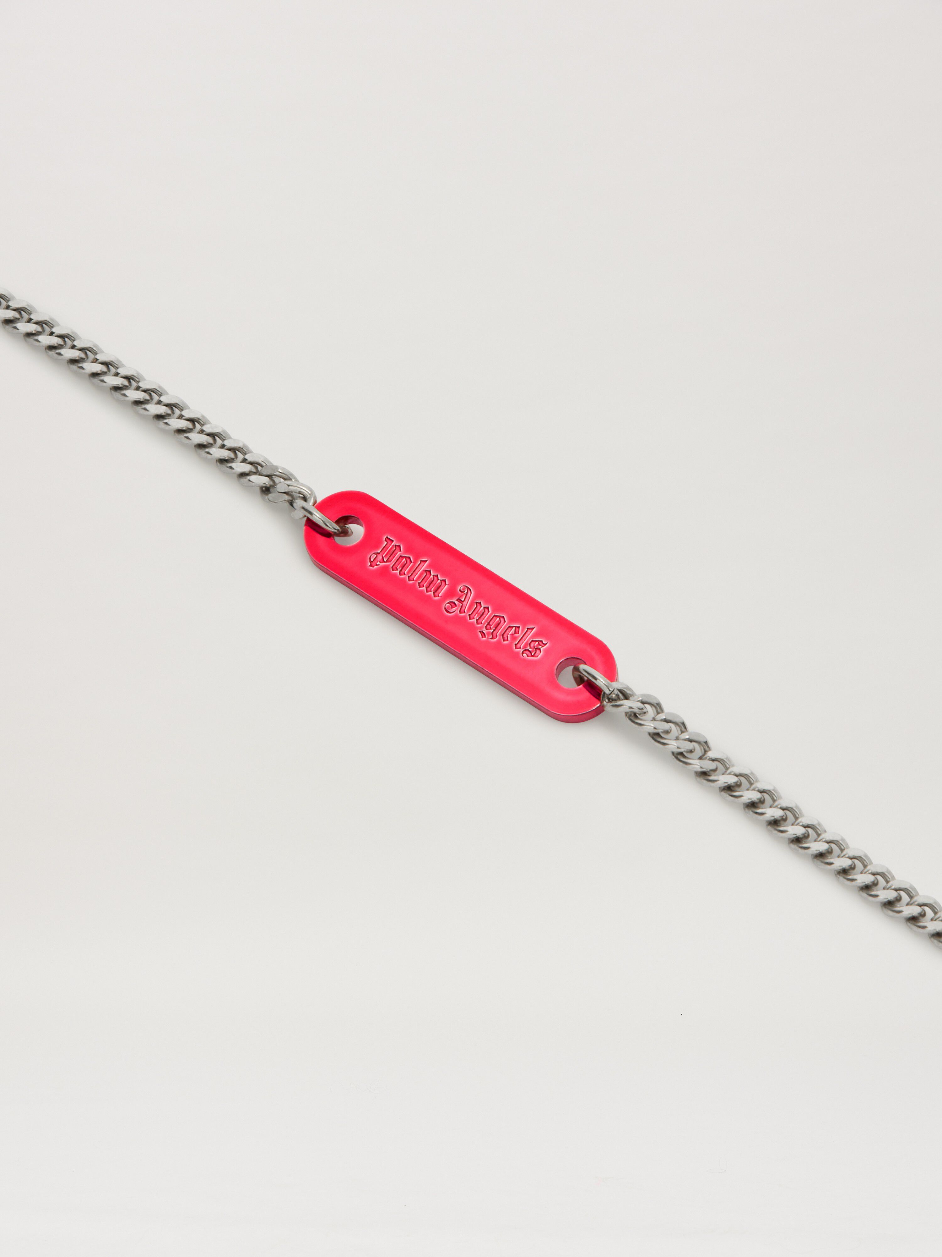 PALM ANGELS  Metallic Logo Plate bracelet SILVER - RED PMOA052S25MAT001