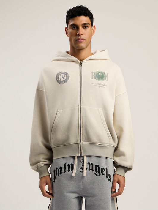 Dollar Zipped Loose Hoodie PALM ANGELS Dollar Zipped Loose Hoodie IVORY - BLACK PMBE02AF25FLE003