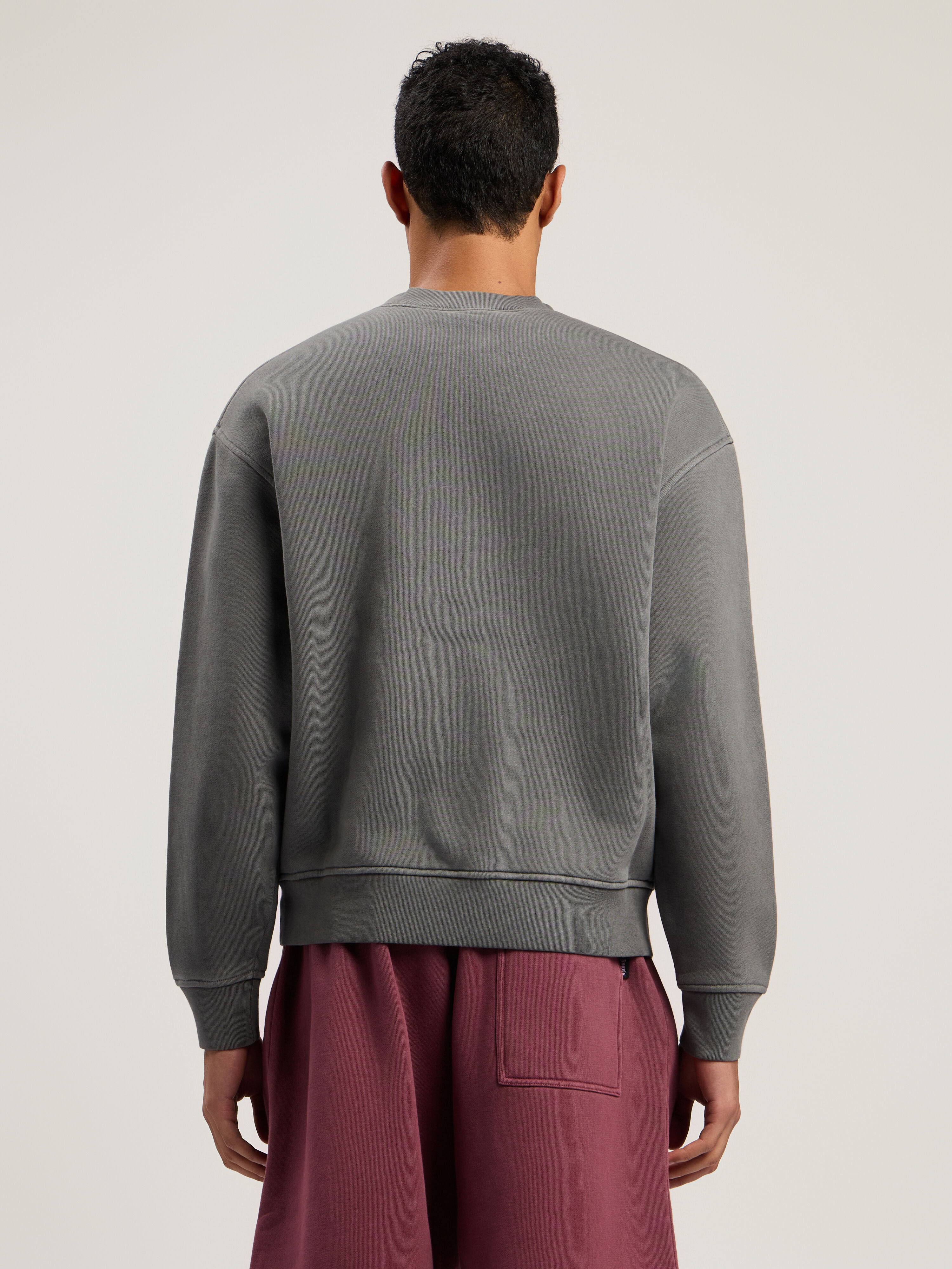 PALM ANGELS Neck Logo Regular Crewneck Sweatshirt DARK GREY - OFF WHITE PMBA08HF25FLE003