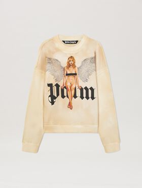 PALM ANGELS  Pin Up Sweatshirt IVORY - BLACK PMBA080S25FLE002