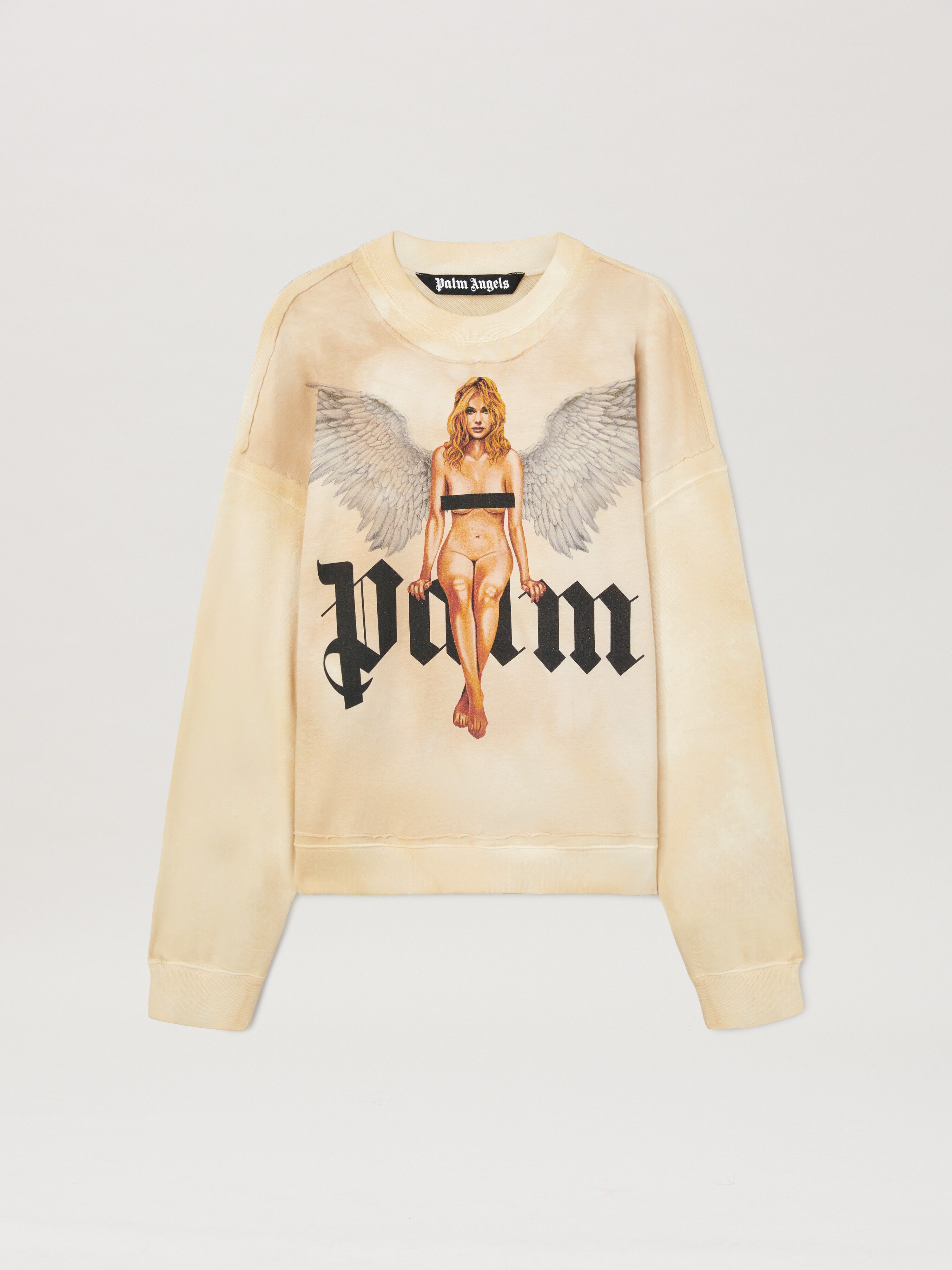 PALM ANGELS  Pin Up Sweatshirt IVORY - BLACK PMBA080S25FLE002
