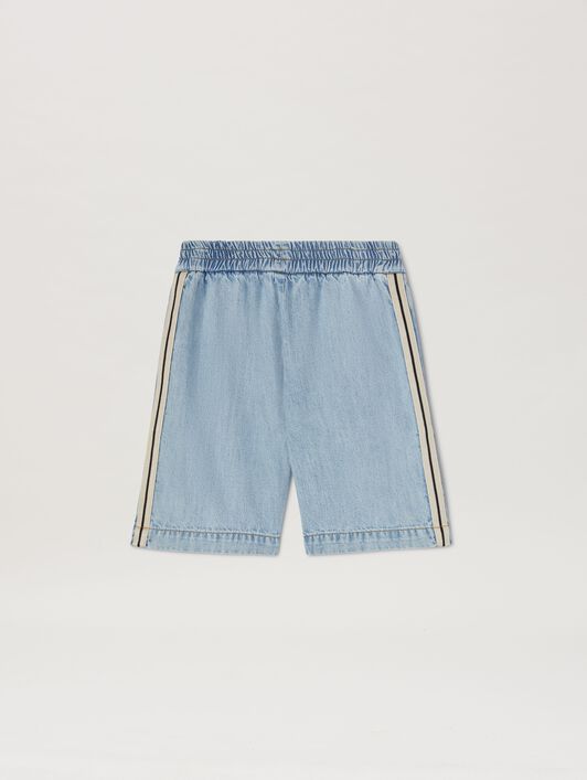 PALM ANGELS  Chambray Track shorts BLUE BLUE PBYC001S25DEN001