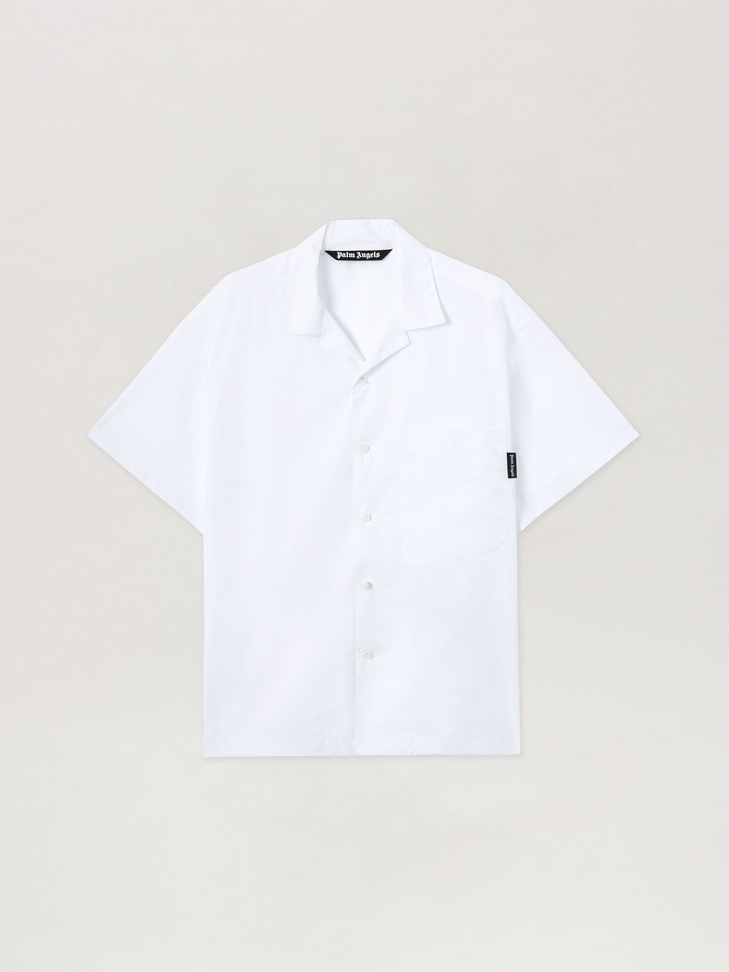 Palm Angels ベースボール ボーリングシャツ Back Curved Logo Bowling Shirt in OFF WHITE BLACK for Men | Palm