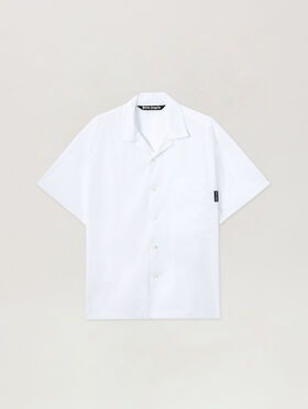 PALM ANGELS Back Curved Logo Bowling Shirt OFF WHITE BLACK PMGG00AS26FAB001