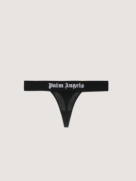 PALM ANGELS Classic Logo Thong BLACK WHITE PWUF001C99FAB001