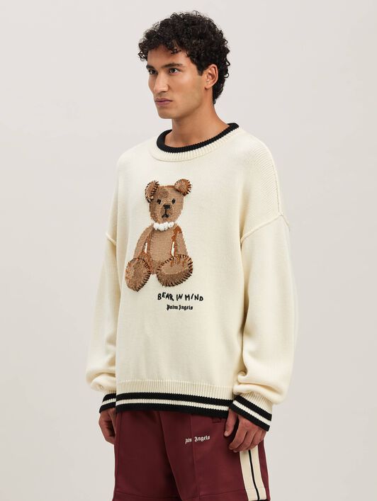 PALM ANGELS  Bear in Mind Sweater OFF WHITE - BROWN PMHE007S25KNI001