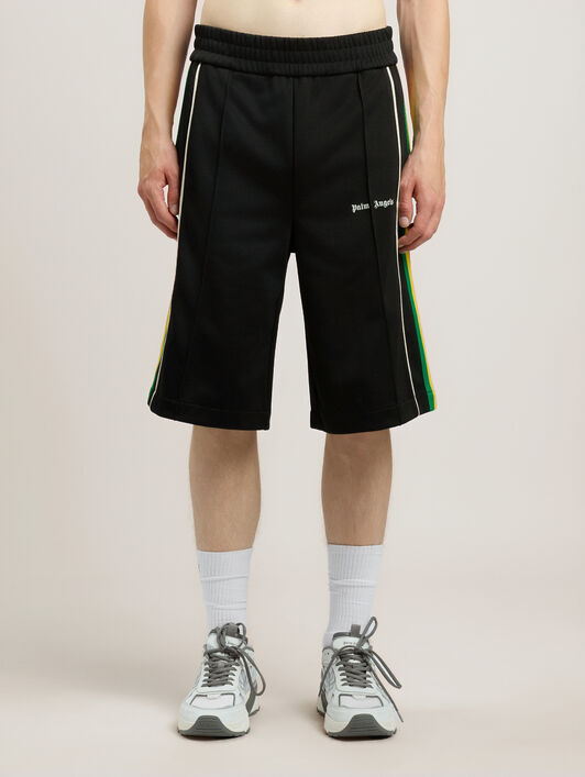 PALM ANGELS Classic Logo Vintage Track Shorts BLACK OFF WHITE PMCL00CS26FAB002