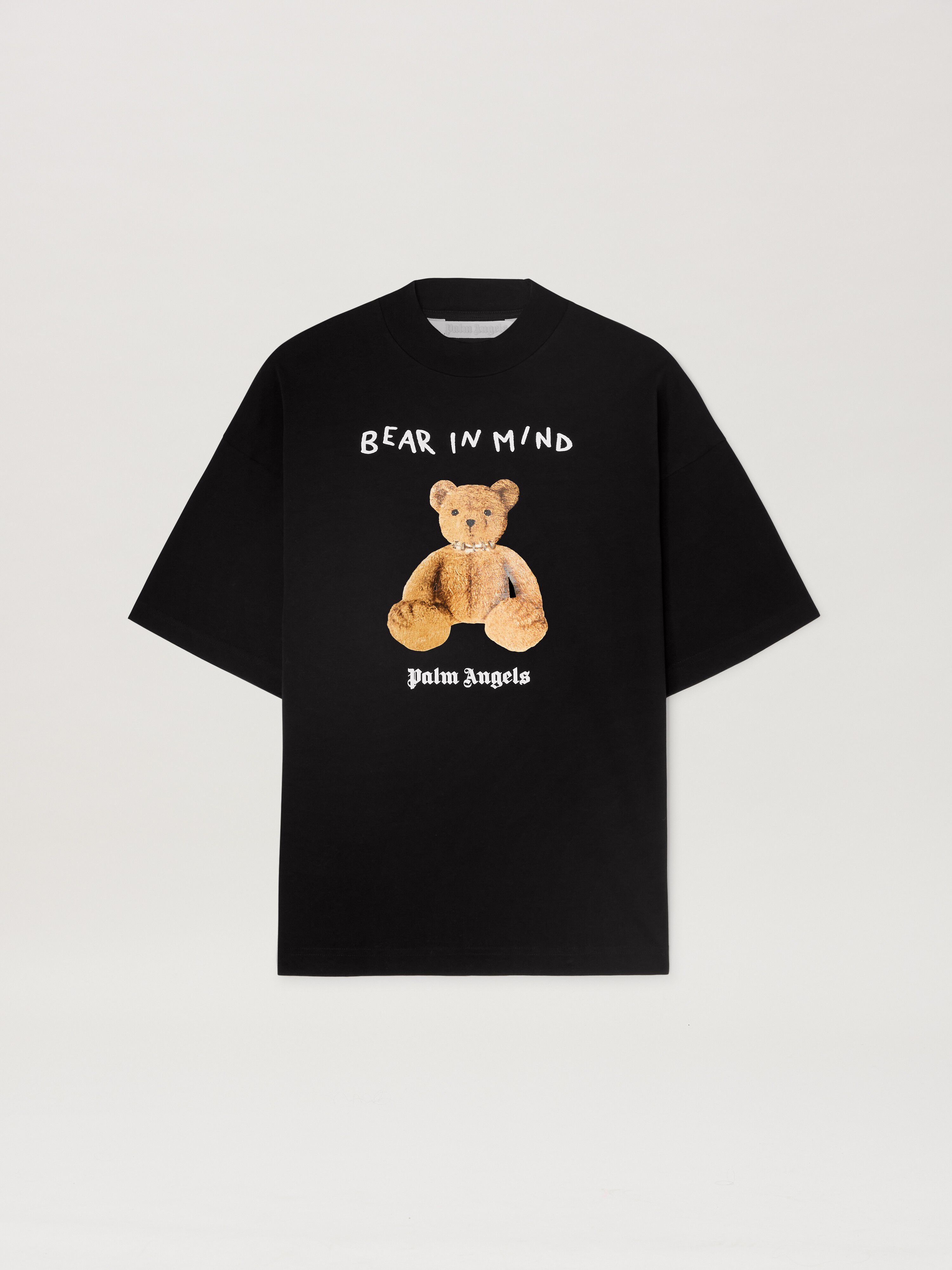 PALM ANGELS  Bear in Mind loose T-shirt BLACK - BROWN PWAA017S25JER005