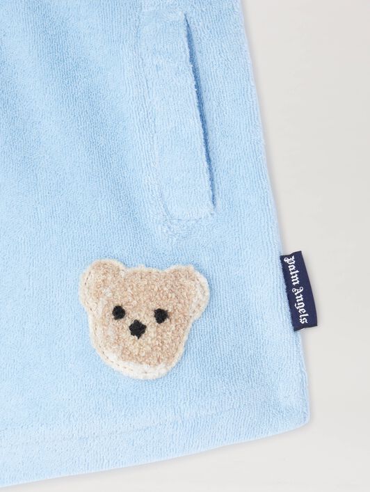 PALM ANGELS  Terry Bear Shorts LIGHT BLUE BROWN PB6X003S25FLE001