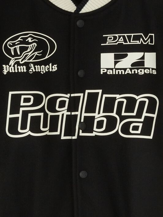 PALM ANGELS  Lunar New Year Varsity Jacket RED - BLACK PMEK012G25FAB001