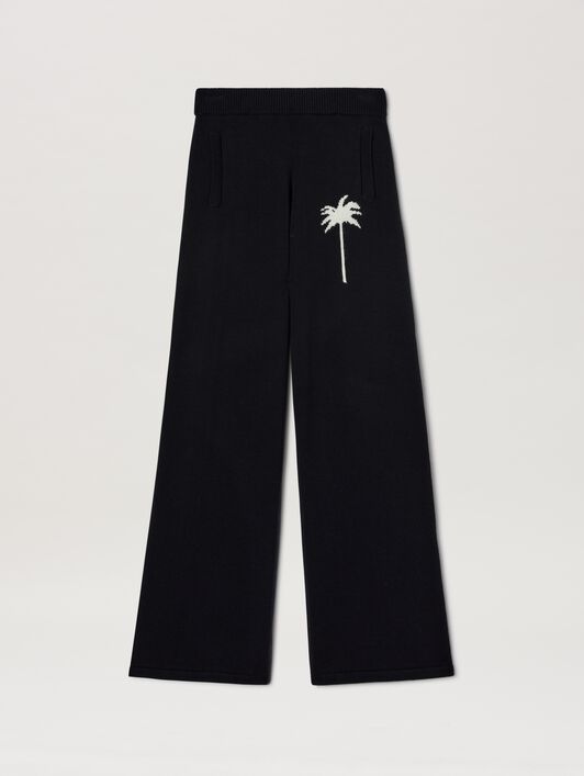 PALM ANGELS  Palm Inlay Track knit pants BLACK - OFF WHITE PWHG035S25KNI001