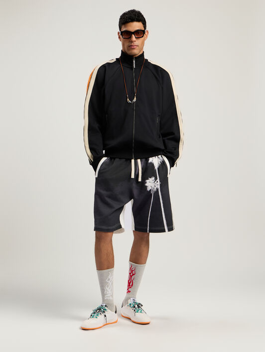 PALM ANGELS Decoding Palm Culture Sweatshort OFF WHITE - BLACK PMCI019F25FLE002