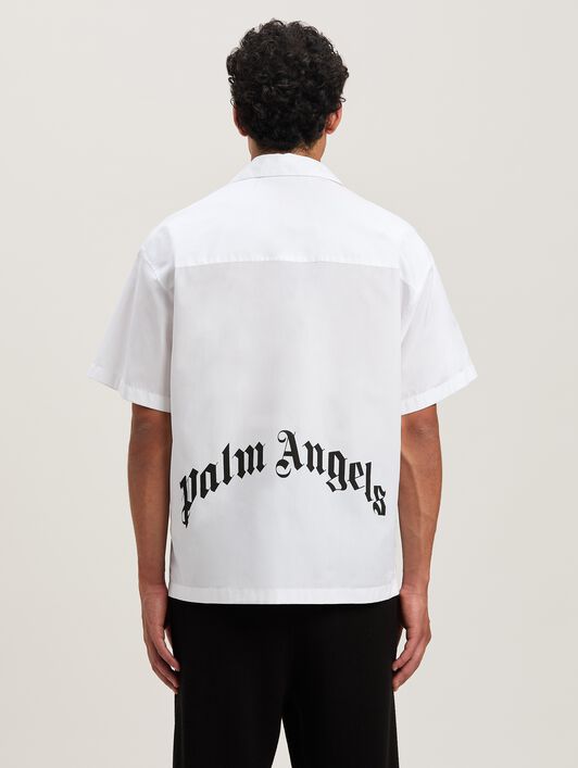 PALM ANGELS  Curved Logo short sleeves shirt WHITE - BLACK PMGG00AS25FAB004