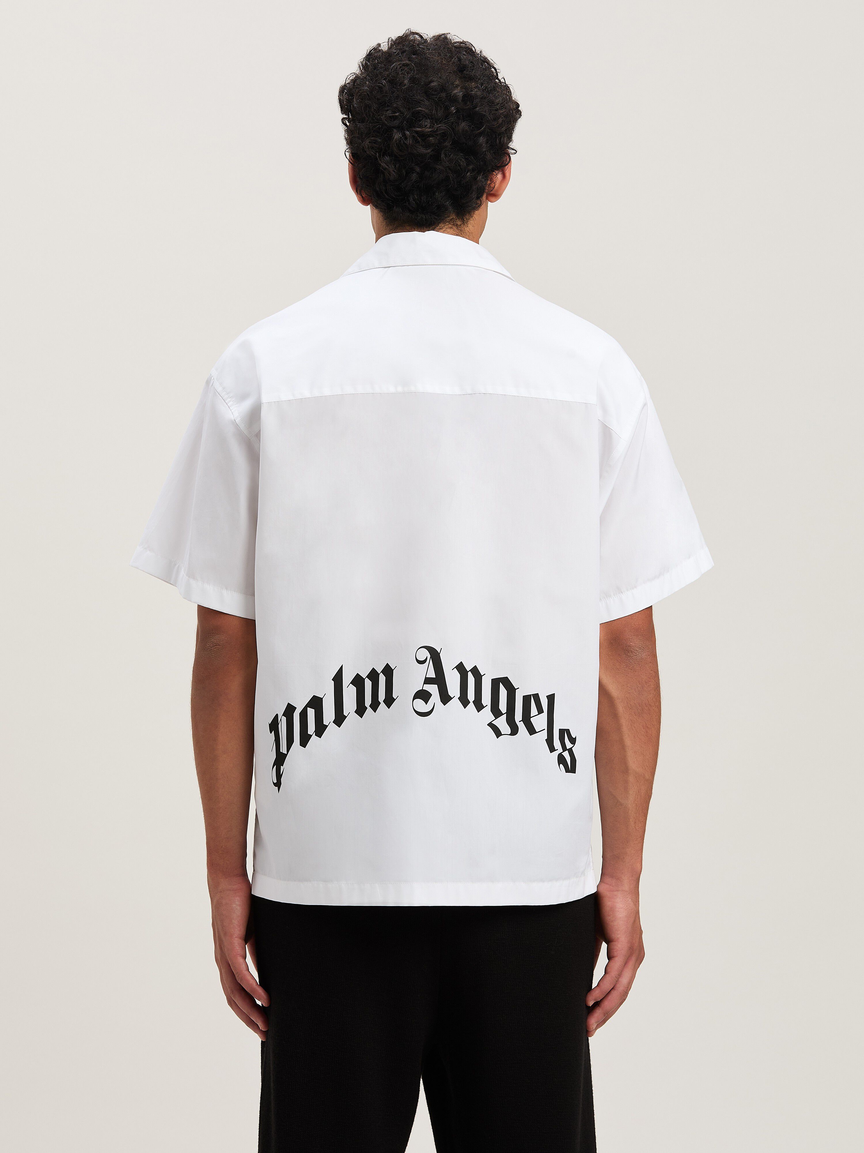 PALM ANGELS  Curved Logo short sleeves shirt WHITE - BLACK PMGG00AS25FAB004