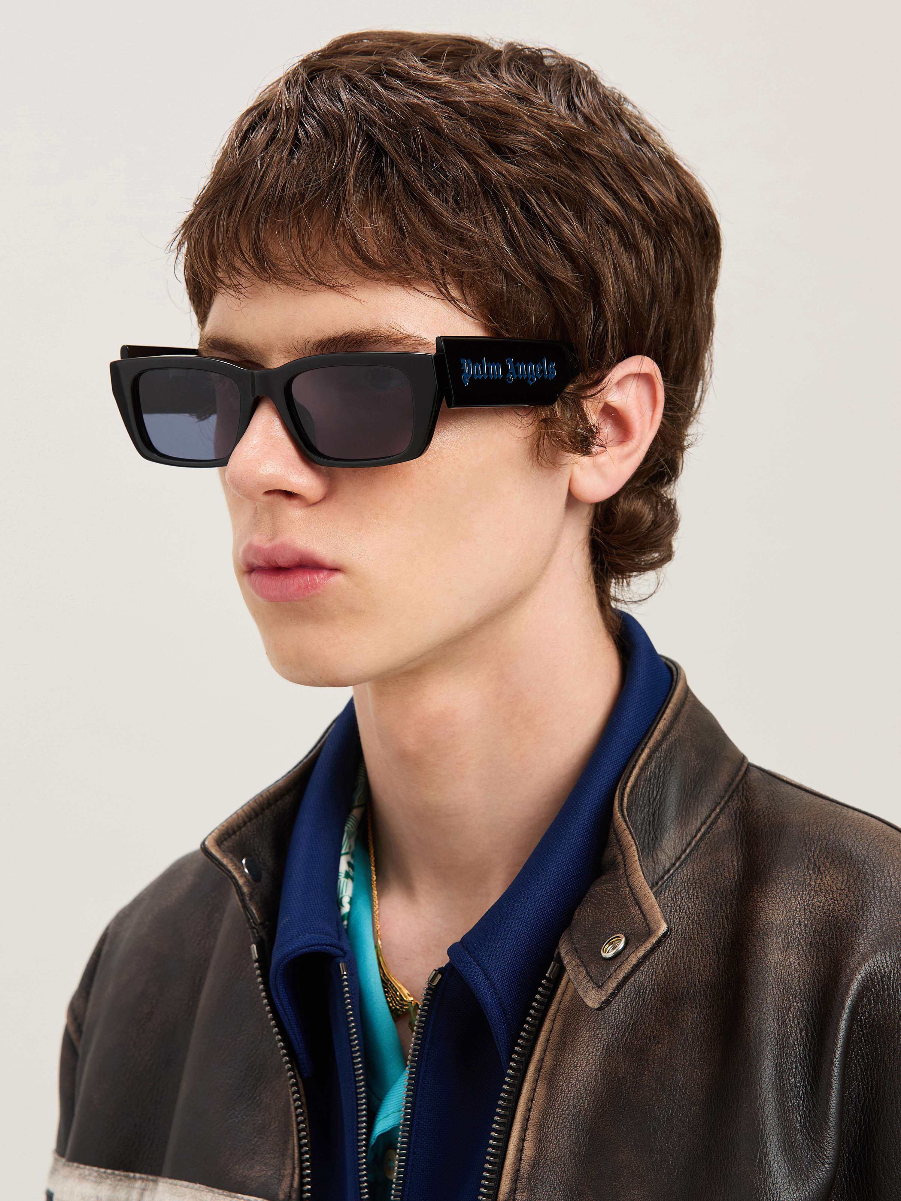 PALM ANGELS  Palm sunglasses BLACK - BLUE PERI002C99PLA001