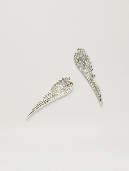 PALM ANGELS  Angel wing strass earing SILVER - TRANSPARENT PWOD036S25MAT001